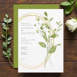 Watercolor Flower Floral Green Wedding Invitation Einladung