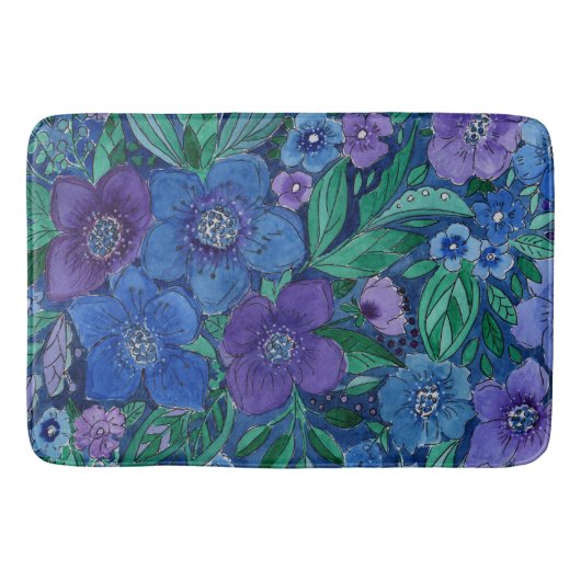 Watercolor, flower garden badematte (Vorderseite)