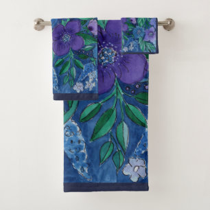 Watercolor, flower garden badhandtuch set