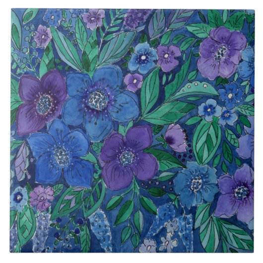 Watercolor, flower garden fliese (Vorderseite)