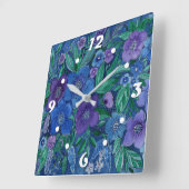 Watercolor, flower garden quadratische wanduhr (Winkel)