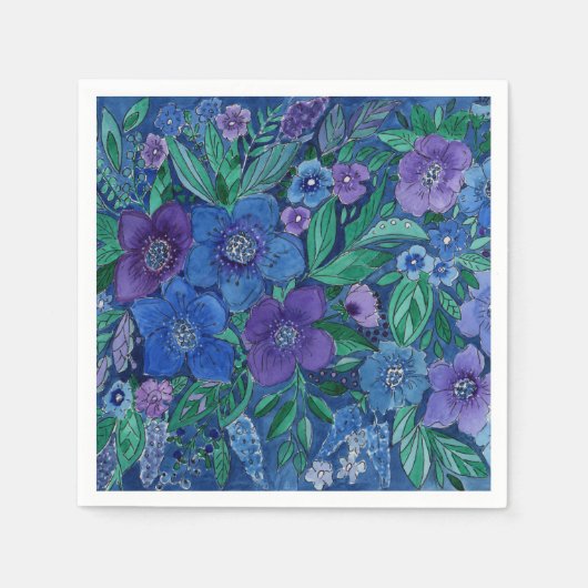 Watercolor, flower garden serviette (Vorderseite)