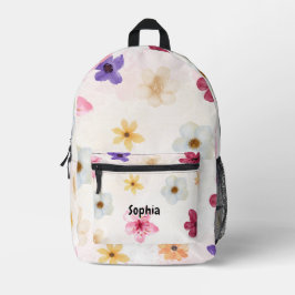 Watercolor Flower Pattern & Soft Pastel Background Bedruckter Rucksack