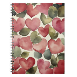 Watercolor. Flowering Hearts Notizblock