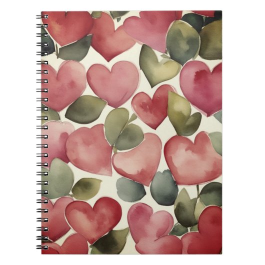 Watercolor. Flowering Hearts Notizblock (Vorderseite)