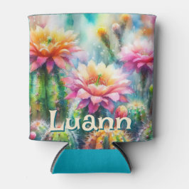 Watercolor Flowering Succulent Cacti Personalized Dosenkühler