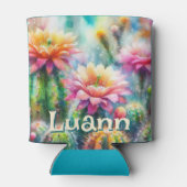 Watercolor Flowering Succulent Cacti Personalized Dosenkühler (Rückseite)