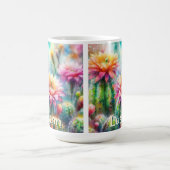 Watercolor Flowering Succulent Cacti Personalized Kaffeetasse (Mittel)