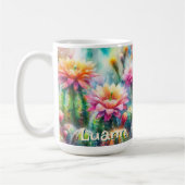 Watercolor Flowering Succulent Cacti Personalized Kaffeetasse (Links)