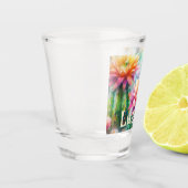 Watercolor Flowering Succulent Cacti Personalized Schnapsglas (Links)