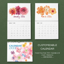 Watercolor Flowers 2026 Calendar | Elegant Floral  Kalender