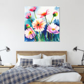 Watercolor Flowers - 3 - Canvas Leinwanddruck (Insitu (Schlafzimmer))