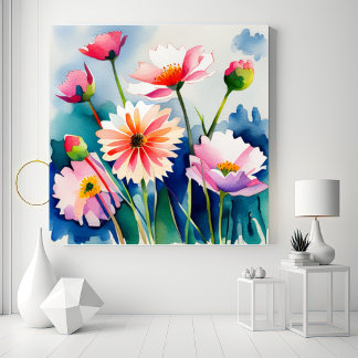 Watercolor Flowers - 3 - Canvas Leinwanddruck