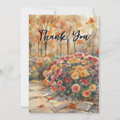 Watercolor Flowers Chrysanthemum Birthday Party Dankeskarte (Vorderseite)