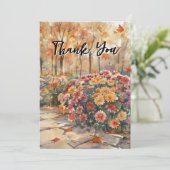 Watercolor Flowers Chrysanthemum Birthday Party Dankeskarte (Stehend Vorderseite)
