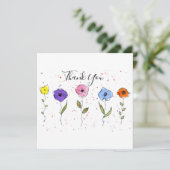 Watercolor Flowers Dankeskarte (Stehend Vorderseite)