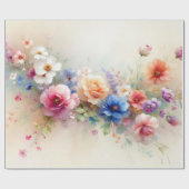 Watercolor Flowers Elegant Modern Template Gift Geschenkpapier (Flach)