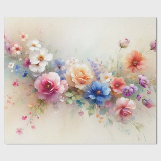 Watercolor Flowers Elegant Modern Template Gift Geschenkpapier (Flach)