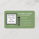 Watercolor Flowers Floral QR Code Logo Photo Visitenkarte (Rückseite)