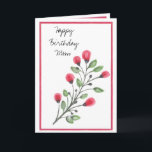 Watercolor Flowers Happy Birthday Mom Karte<br><div class="desc">Watercolor red and magenta Flowers Happy Birthday card for Mother.</div>