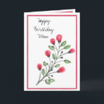 Watercolor Flowers Happy Birthday Mom Karte<br><div class="desc">Watercolor red and magenta Flowers Happy Birthday card for Mother.</div>