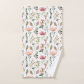 Watercolor Flowers Pattern Badhandtuch Set (Handtuch)