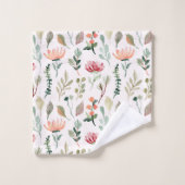 Watercolor Flowers Pattern Badhandtuch Set (Waschlappen)