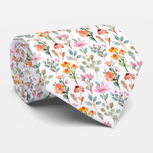 Watercolor Flowers Pattern Krawatte (Gerollt)