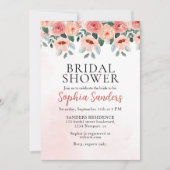 Watercolor Flowers Peach Color Boho Bridal Shower Einladung (Vorderseite)
