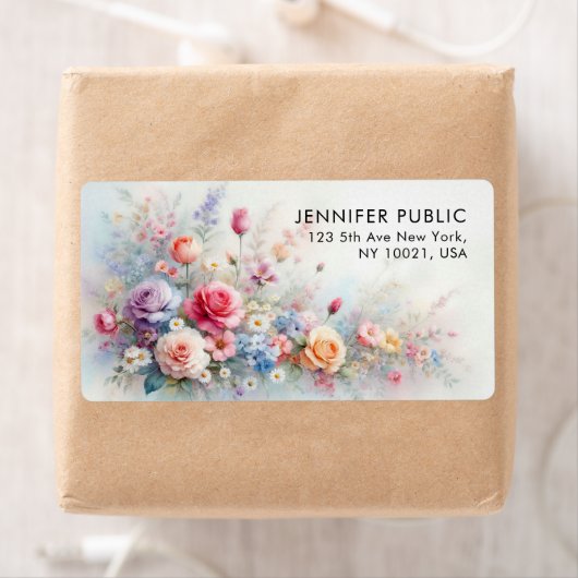 Watercolor Flowers Template Shipping Address (Insitu)