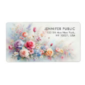Watercolor Flowers Template Shipping Address (Vorne)