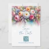 Watercolor Flowers Typography Script Save The Date (Rückseite)