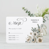 Watercolor Flowers Wedding RSVP Einladung (Stehend Vorderseite)
