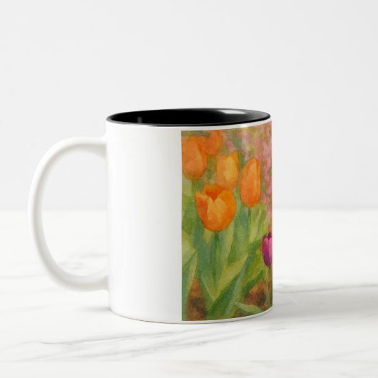 Watercolor Flowers Zweifarbige Tasse (Links)