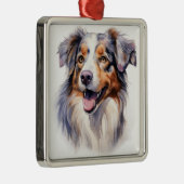 WATERCOLOR FLUFFY AUSTRALISCHER SCHEEPDOG HUND ORNAMENT AUS METALL (Rechts)