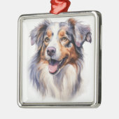 WATERCOLOR FLUFFY AUSTRALISCHER SCHEEPDOG HUND ORNAMENT AUS METALL (Links)
