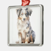 WATERCOLOR FLUFFY AUSTRALISCHER SCHEEPDOG HUND ORNAMENT AUS METALL (Links)