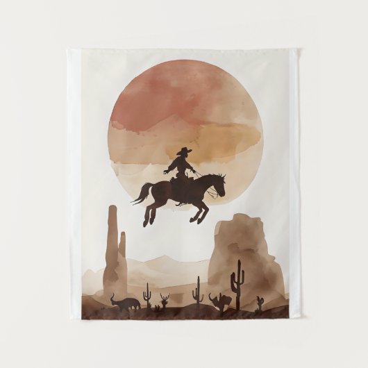 Watercolor Flying Cowboy Wandteppich (Vorderseite)