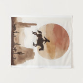 Watercolor Flying Cowboy Wandteppich (Vorderseite (Horizontal))