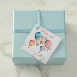 Watercolor flying hot air balloons thank you geschenkanhänger