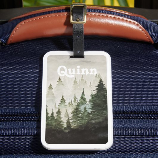 Watercolor Foggy Pine Trees  Gepäckanhänger (Vorderseite Insitu 2)