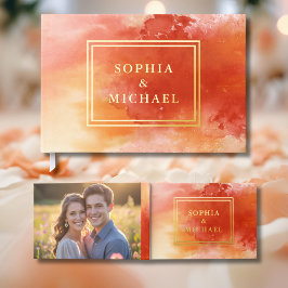 Watercolor Foil Guestbook Editable Orange Colorful Gästebuch