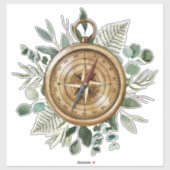 Watercolor Foliage Compass Aufkleber (Blatt)