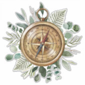 Watercolor Foliage Compass Aufkleber (Vorderseite)