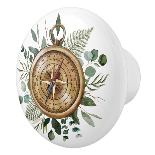 Watercolor Foliage Compass Keramikknauf (Rechts)