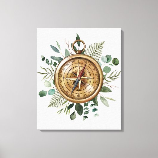 Watercolor Foliage Compass Leinwanddruck (Vorderseite)