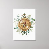 Watercolor Foliage Compass Leinwanddruck (Vorderseite)