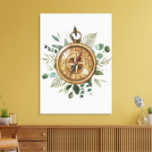 Watercolor Foliage Compass Leinwanddruck (Insitu (Wohnzimmer))