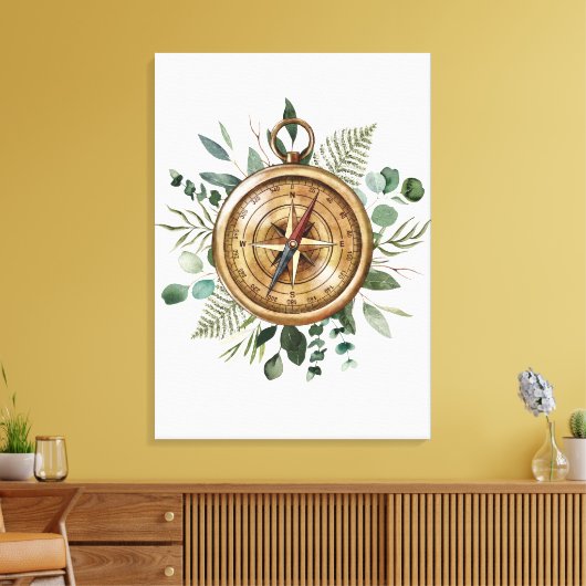 Watercolor Foliage Compass Leinwanddruck (Insitu (Wohnzimmer))