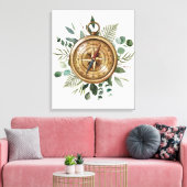 Watercolor Foliage Compass Leinwanddruck (Insitu (Wohnzimmer))